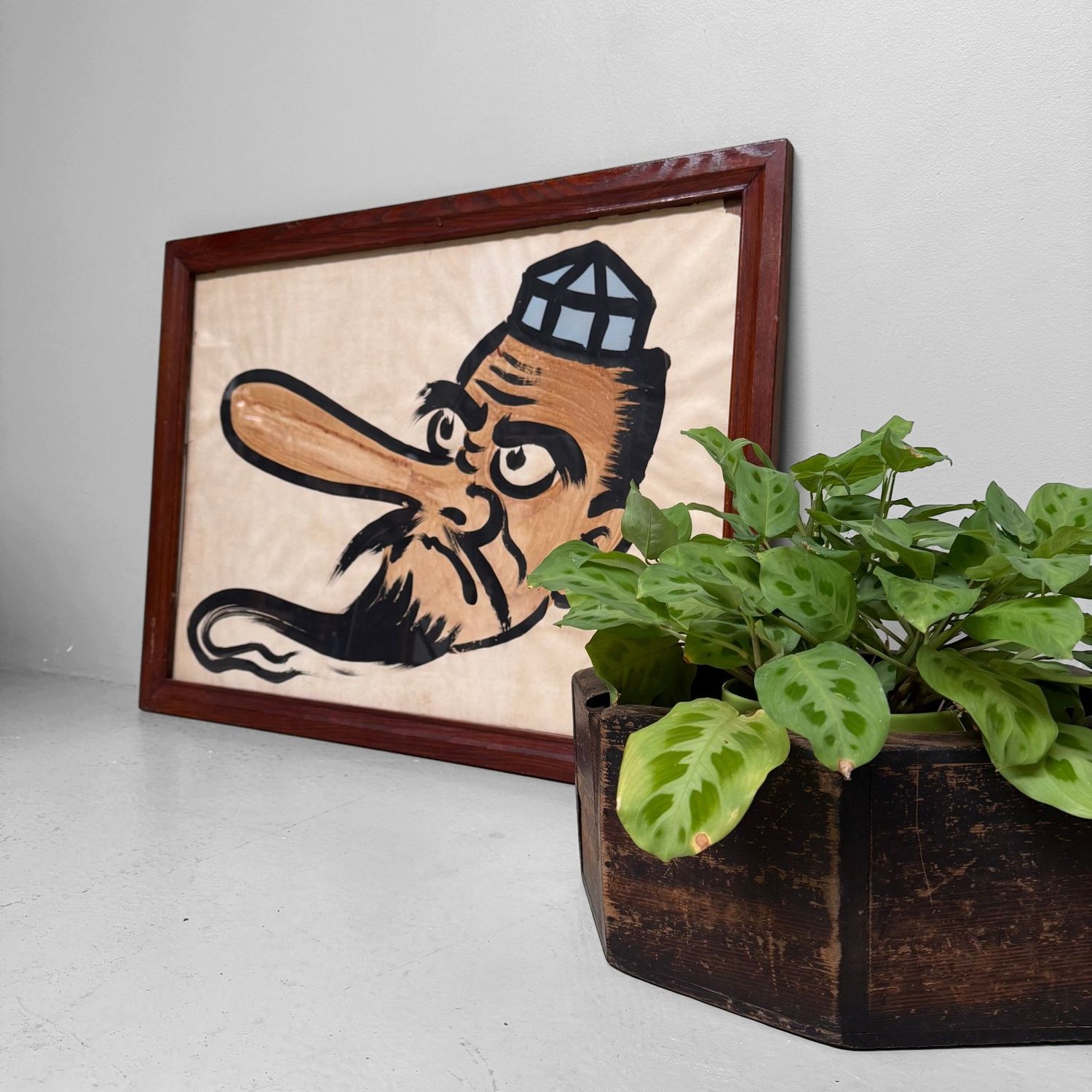 Japanese Tengu Painting Signed Arashi – 1959