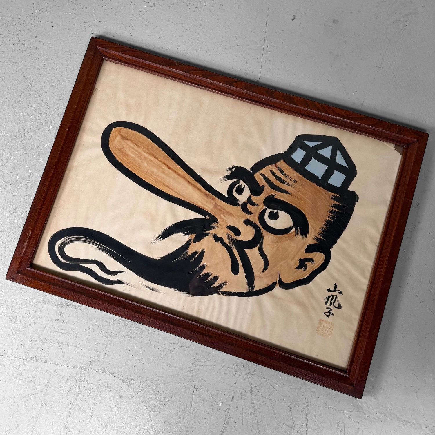 Japanese Tengu Painting Signed Arashi – 1959