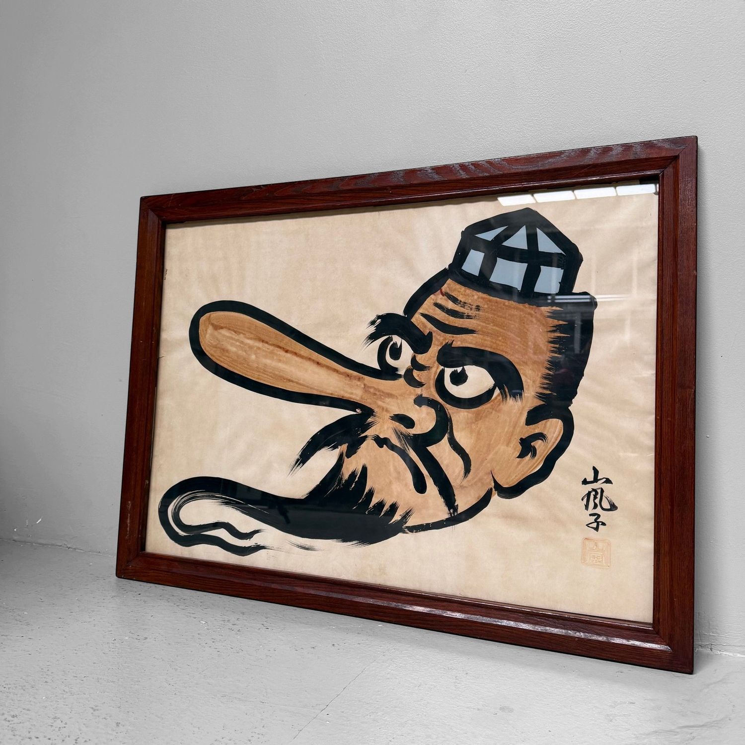 Japanese Tengu Painting Signed Arashi – 1959