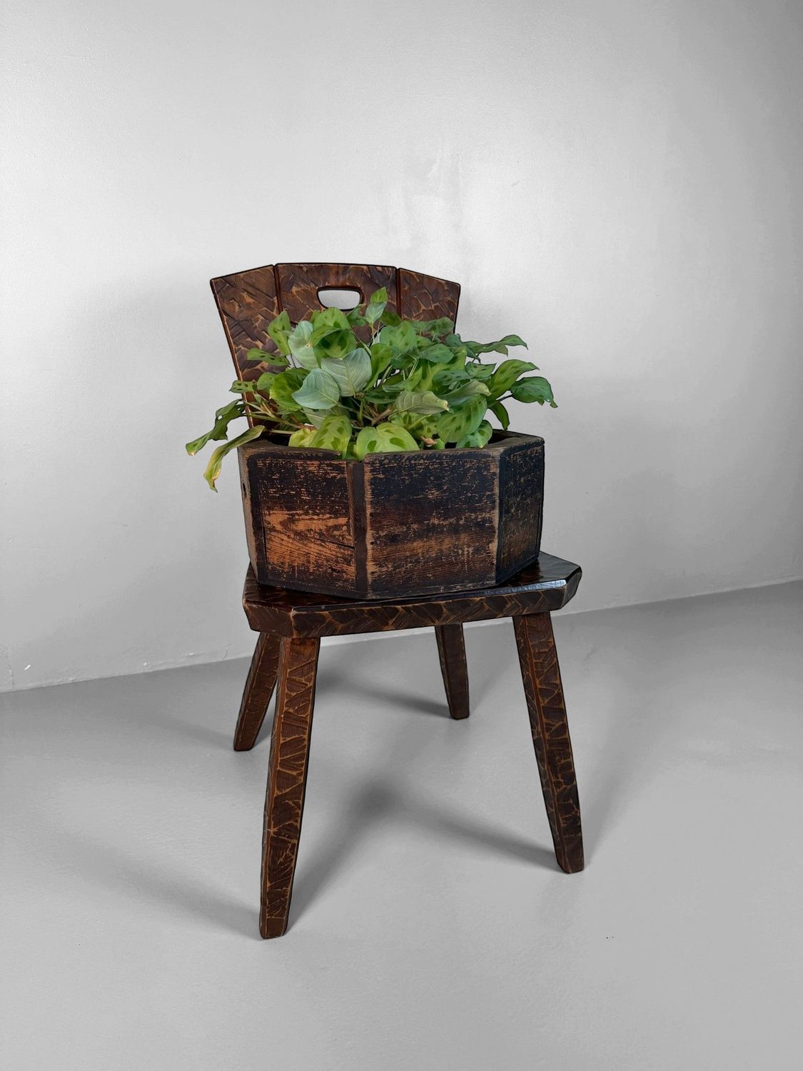 Japanese Wooden Chair with Kamakura-bori Carving, circa 1950 Japanese Wooden Chair with Kamakura-bori Carving, circa 1950