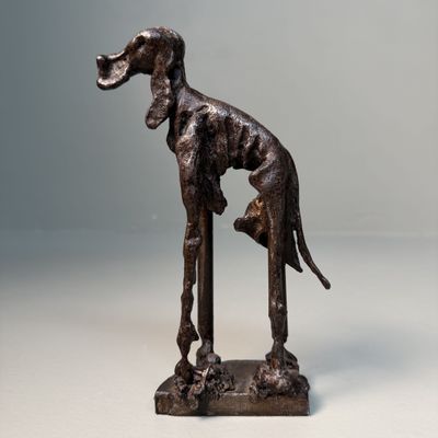 Metal Dog Sculpture, Robert H. Crutchley – Late 20th Century