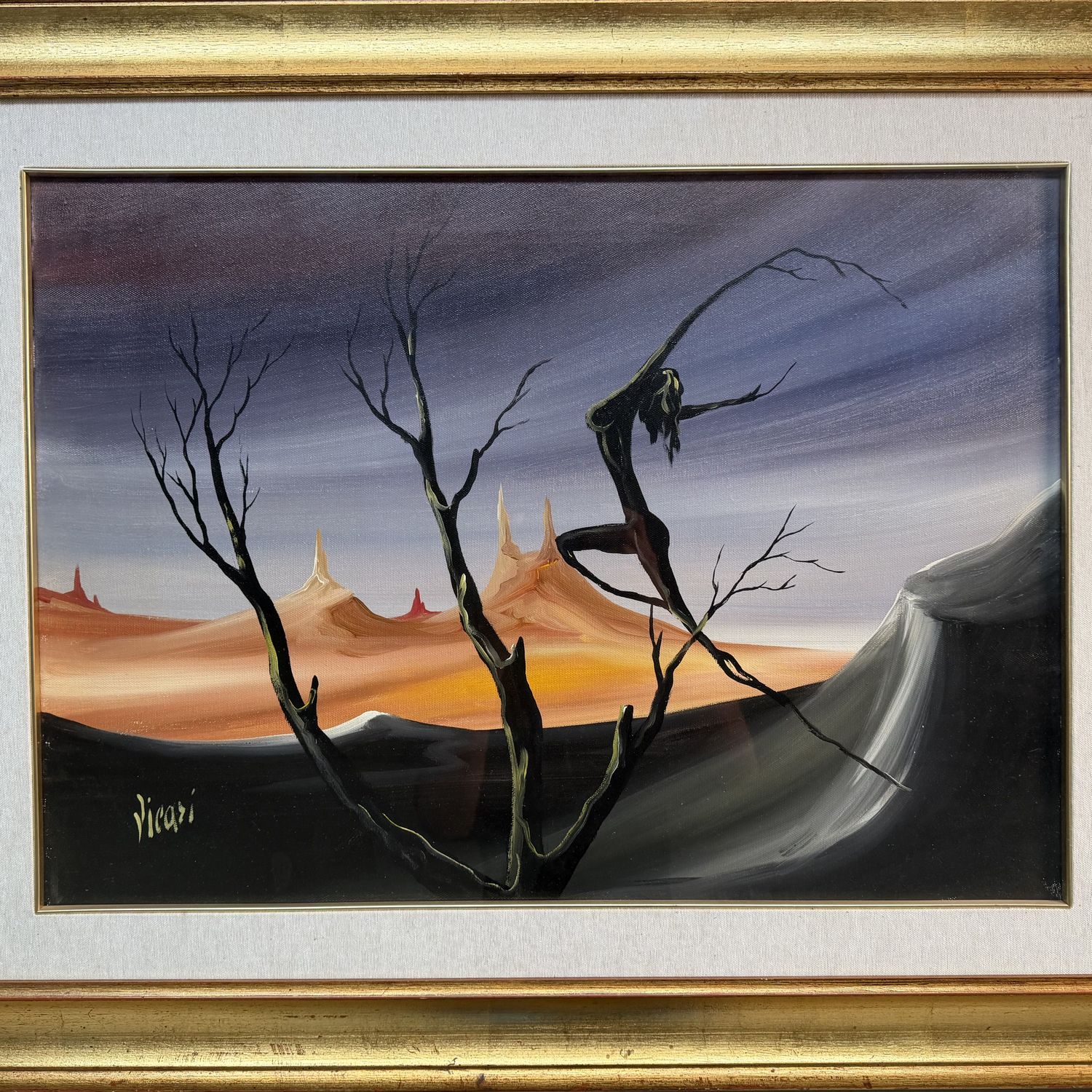 Giorgio Vicari Oil Painting – Evasione Surreale, 1979, Italy