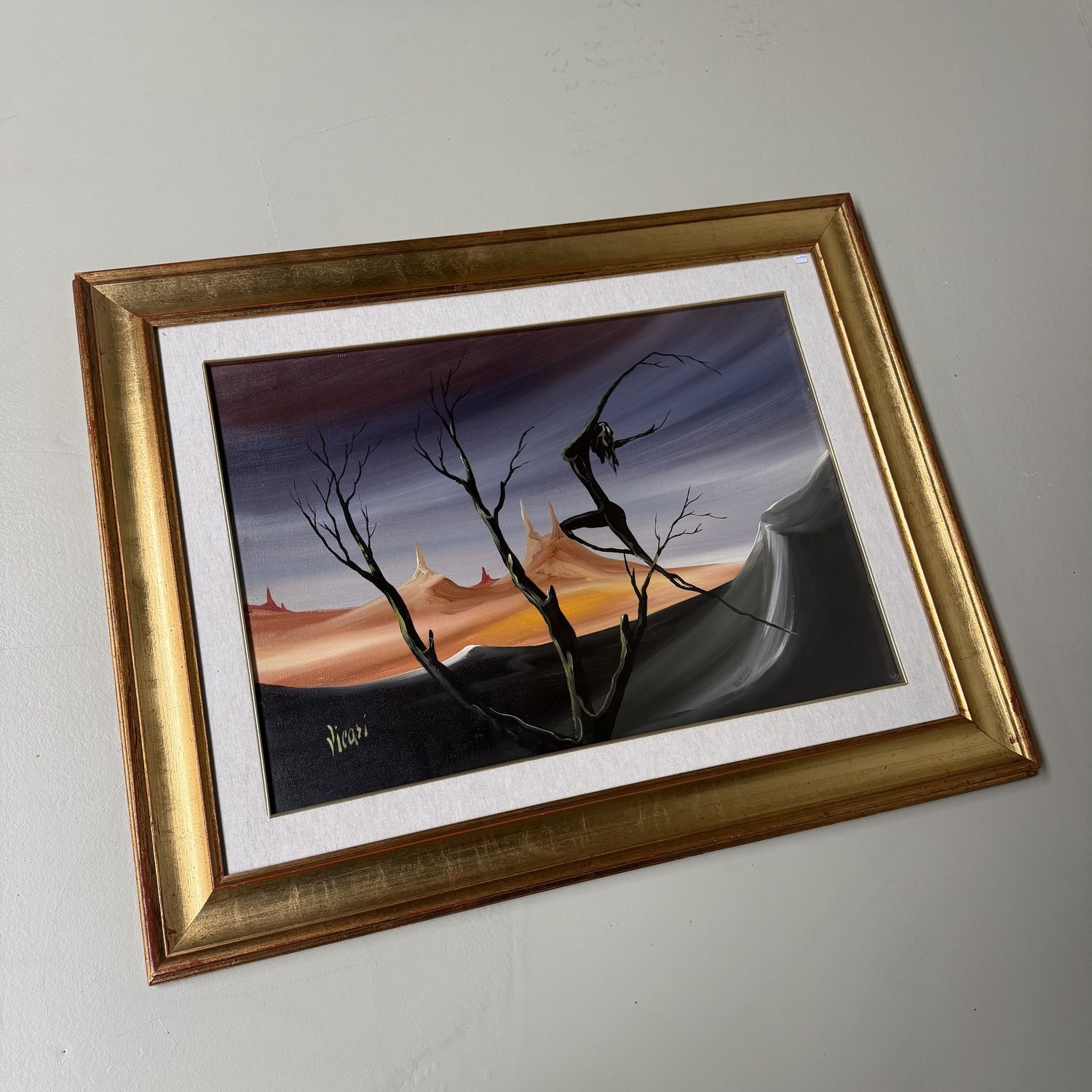 Giorgio Vicari Oil Painting – Evasione Surreale, 1979, Italy