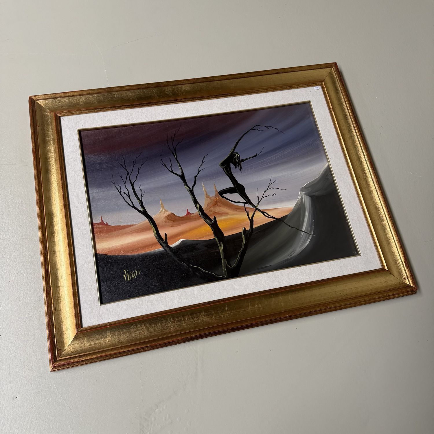Giorgio Vicari Oil Painting – Evasione Surreale, 1979, Italy