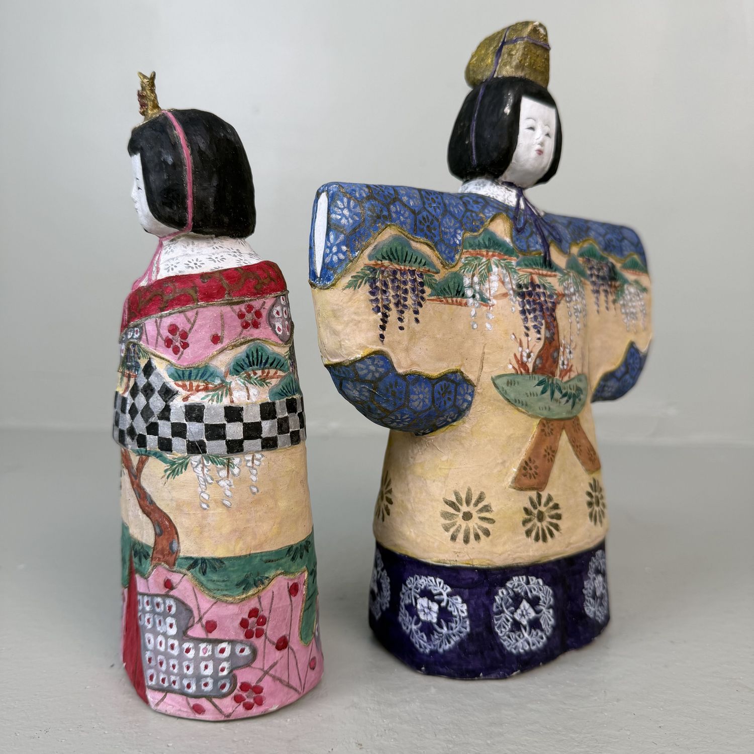 Japanese Tachibina Hina Doll Pair in Papier-mâché – 1959, Japan