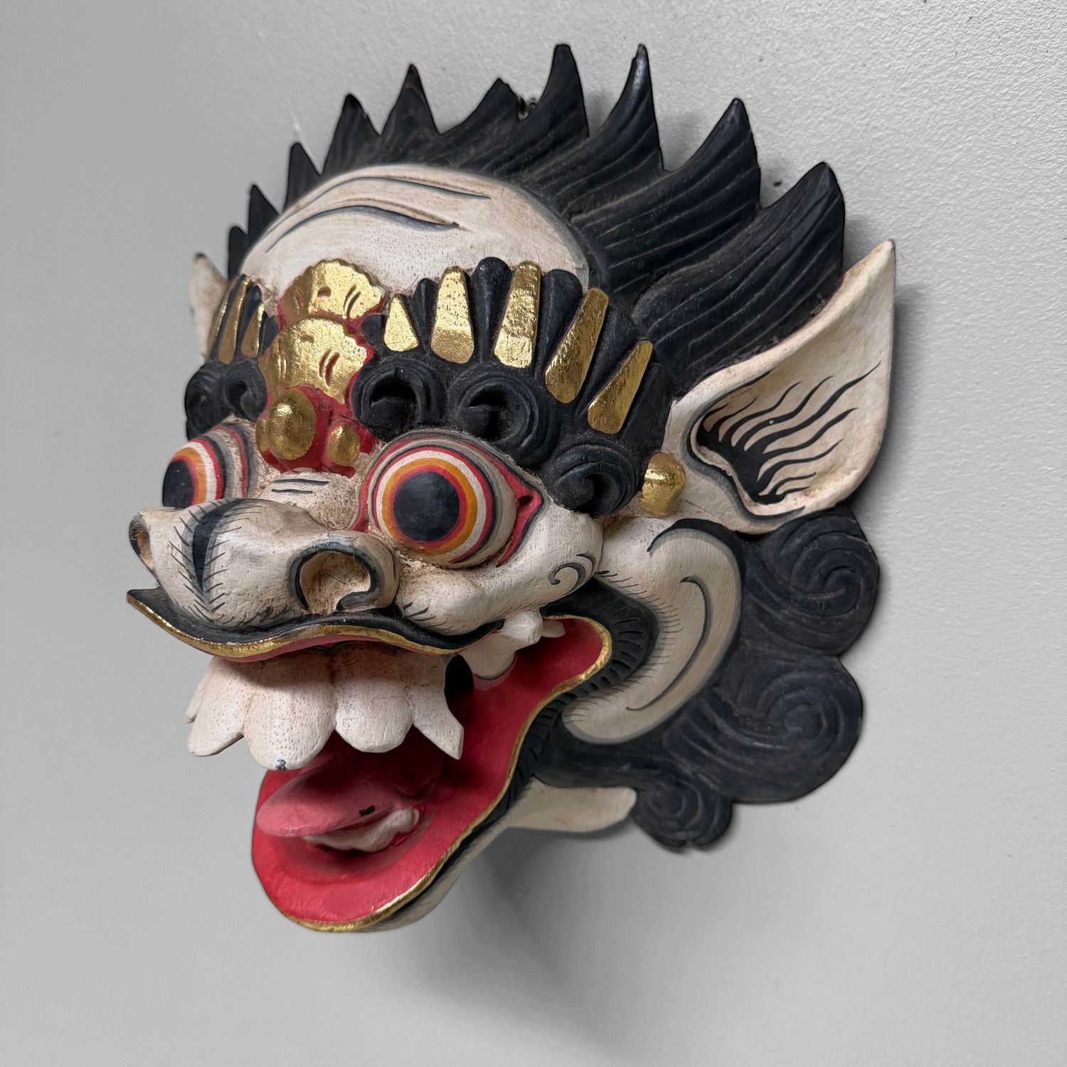 Wooden Barong Mask, Wall Decoration, 1980s, Indonesia Wooden Barong Mask, Wall Decoration, 1980s, Indonesia