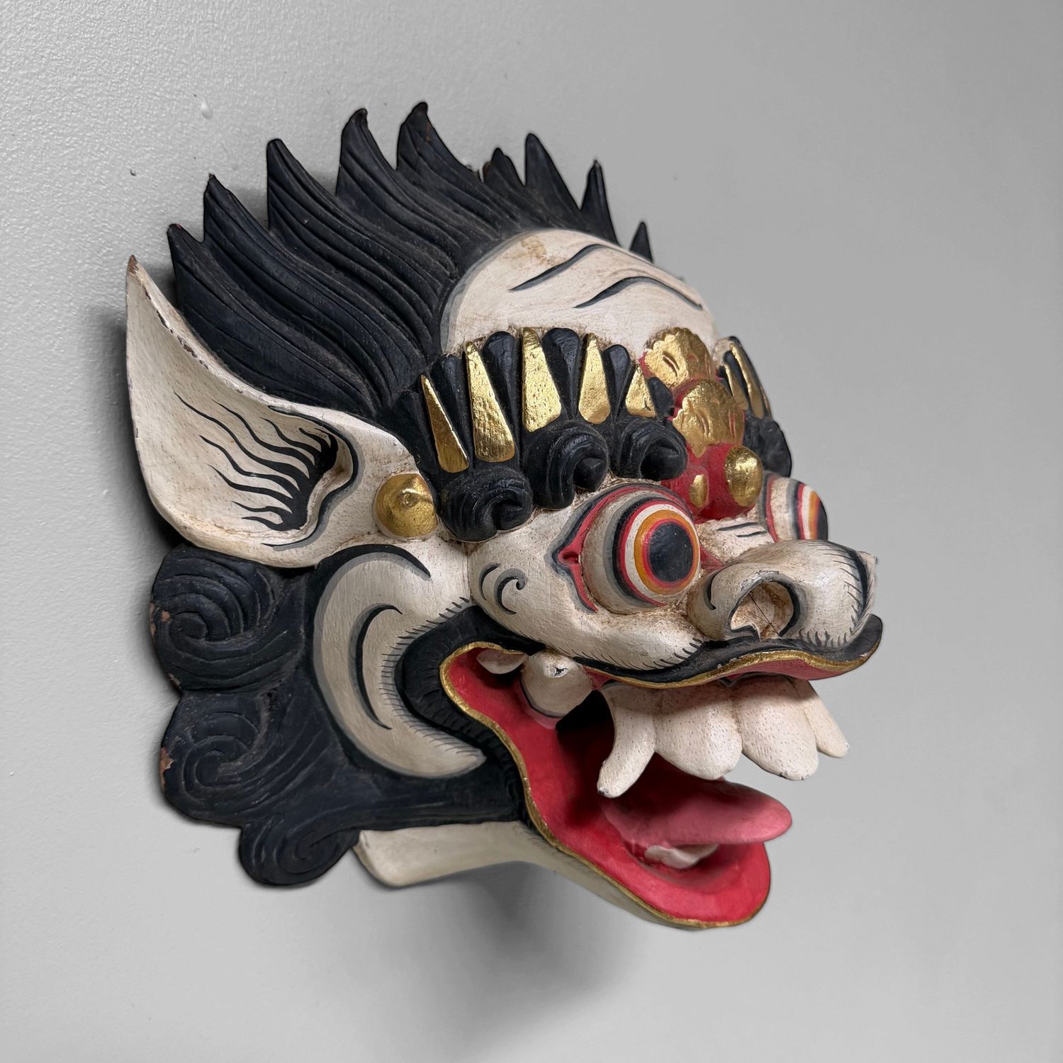 Wooden Barong Mask, Wall Decoration, 1980s, Indonesia Wooden Barong Mask, Wall Decoration, 1980s, Indonesia