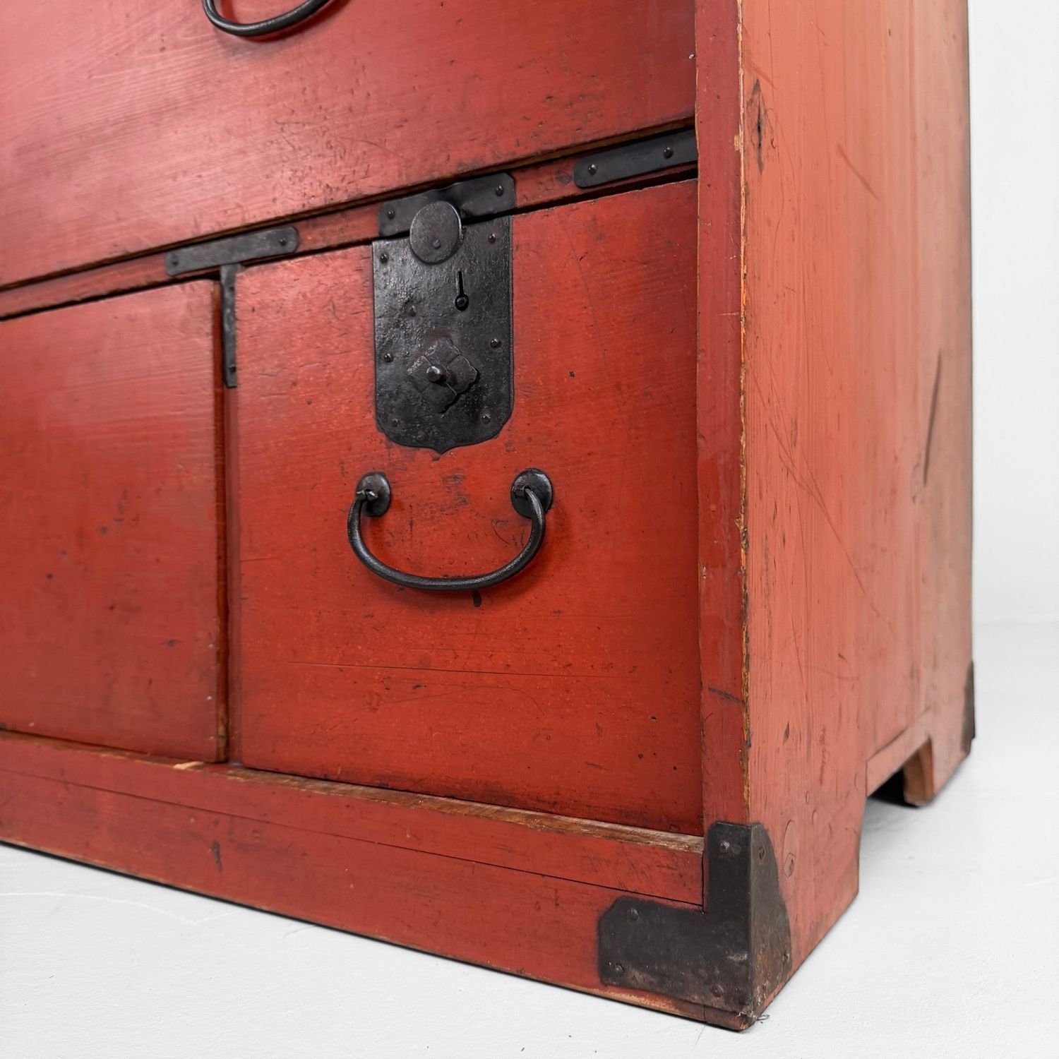 Red Chest of Drawers, Decorative Tansu, 1920s, Japan
