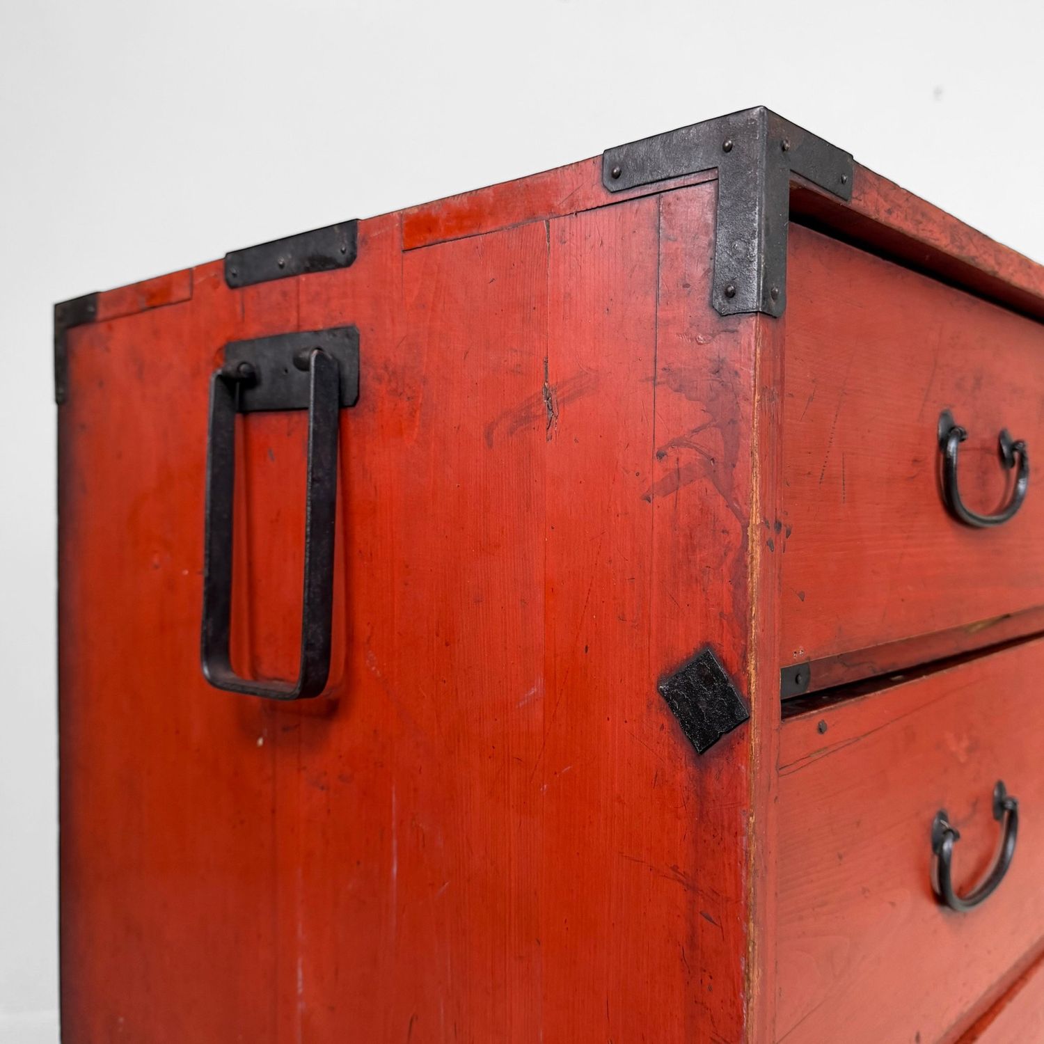 Red Chest of Drawers, Decorative Tansu, 1920s, Japan