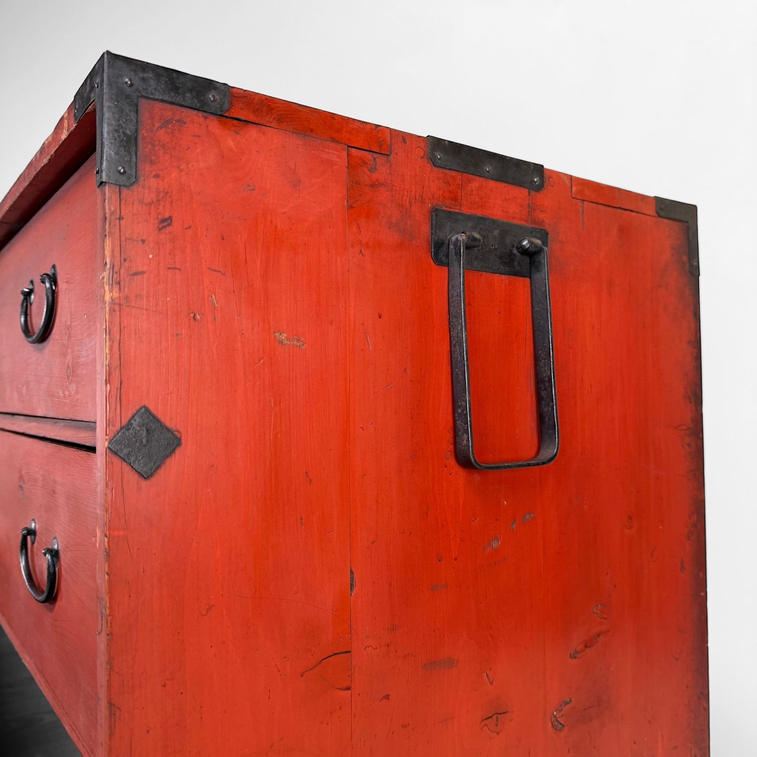 Red Chest of Drawers, Decorative Tansu, 1920s, Japan