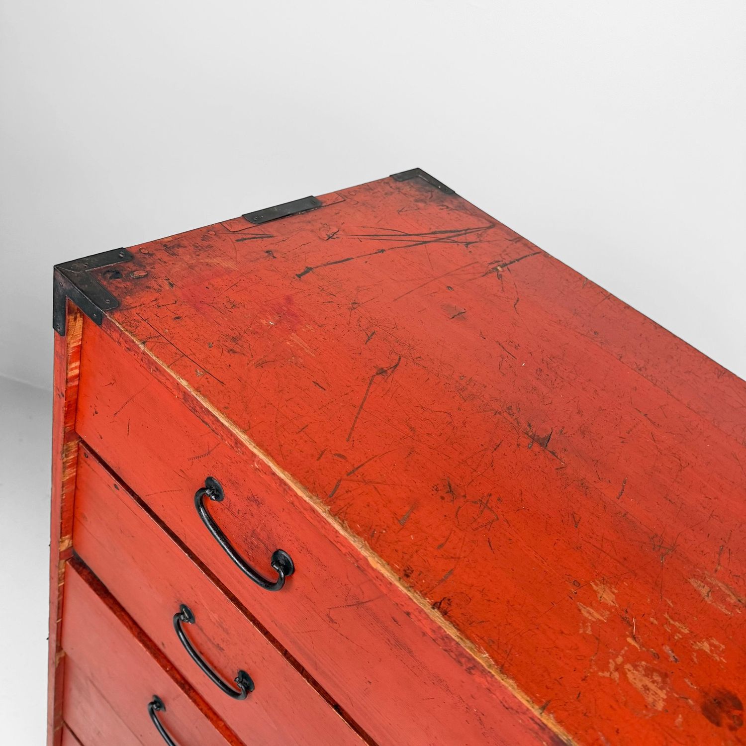 Red Chest of Drawers, Decorative Tansu, 1920s, Japan