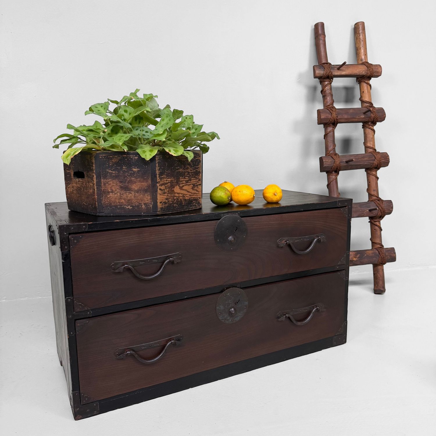 Low Tansu Chest with Two Drawers, c. 1900, Japan