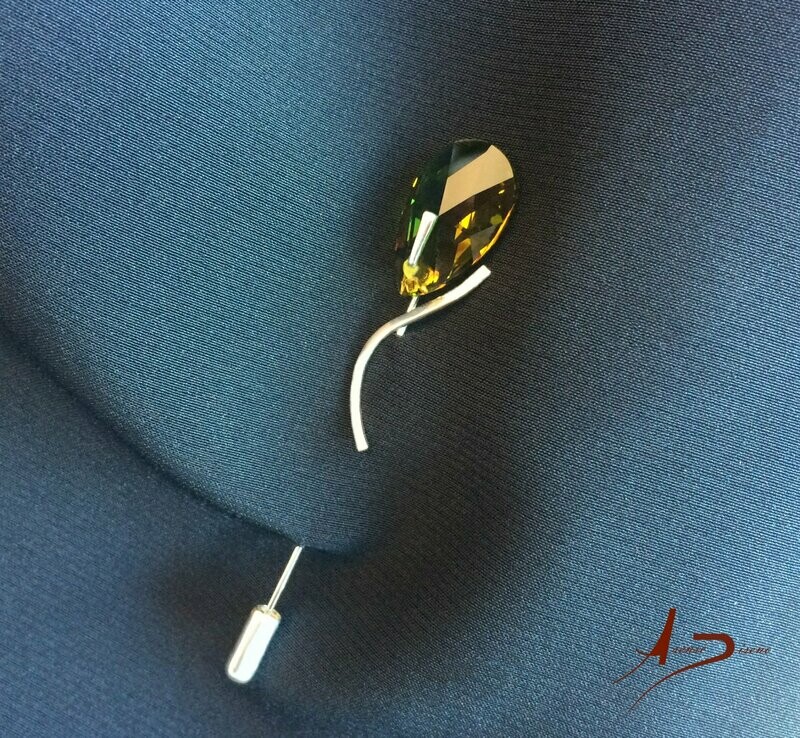 Encargos Especiales Swarovski Verde Amarillo Alfiler