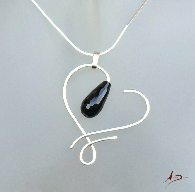 Corazón Ágata Negra Colgante