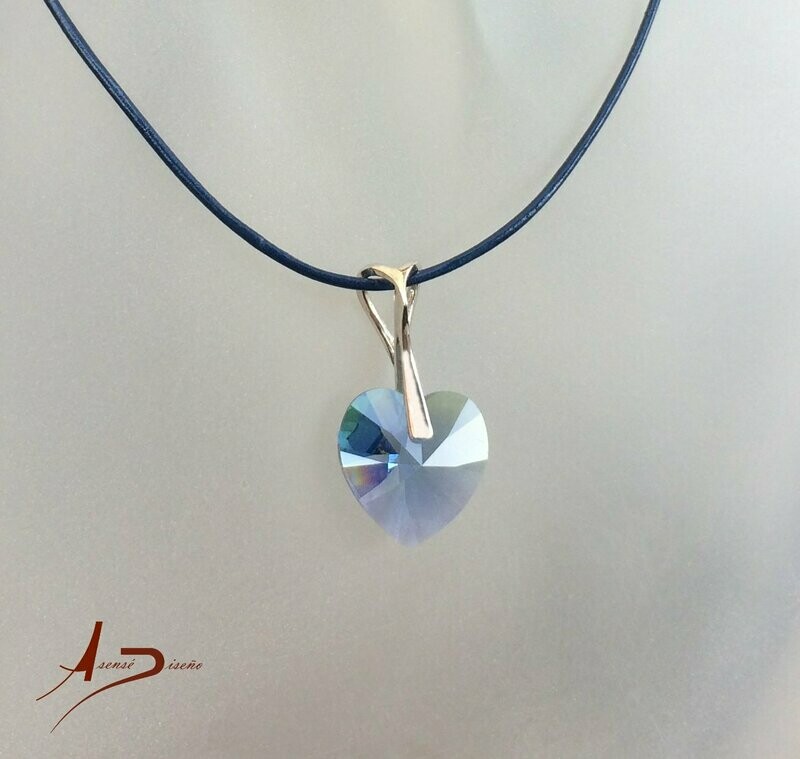 Corazón Swarovski Azul Verde Colgante