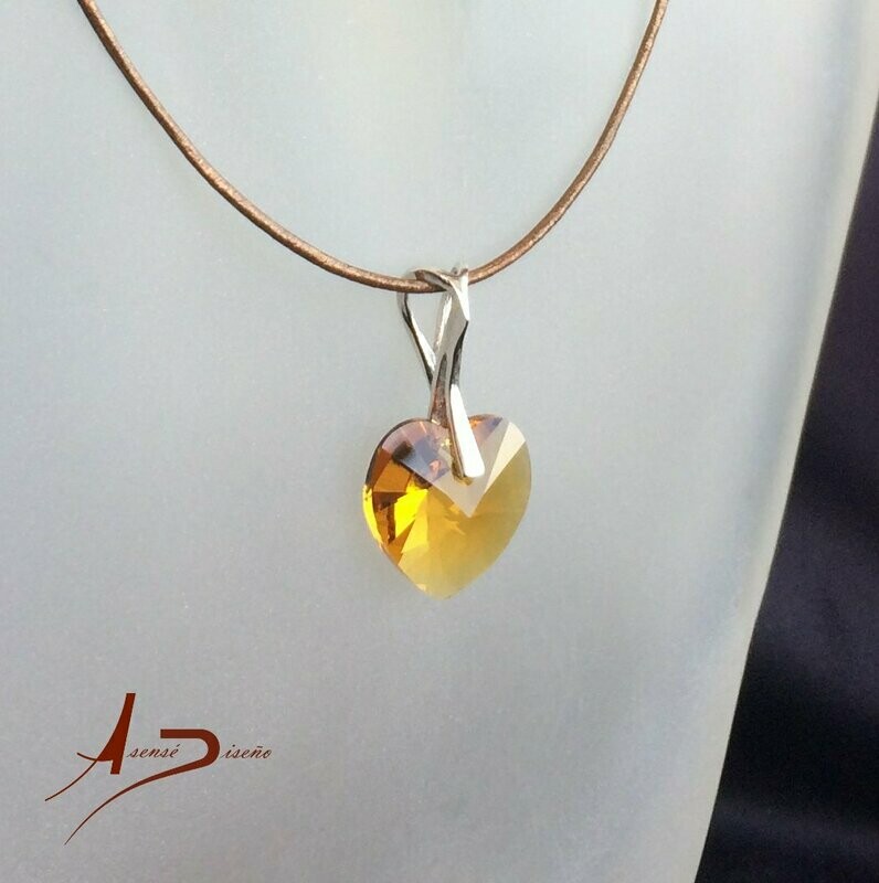 Corazón Swarovski Amarillo Colgante