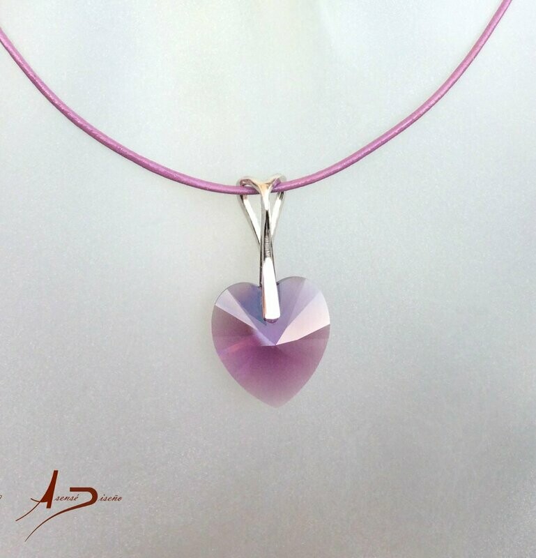 Corazón Swarovski Morado Colgante