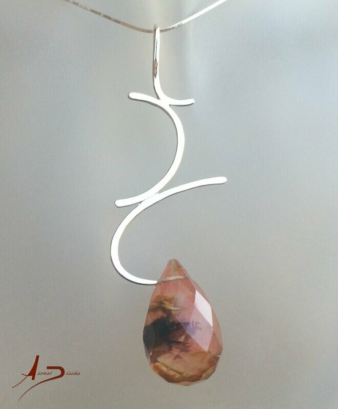 Fantasía Gema Rosada Colgante