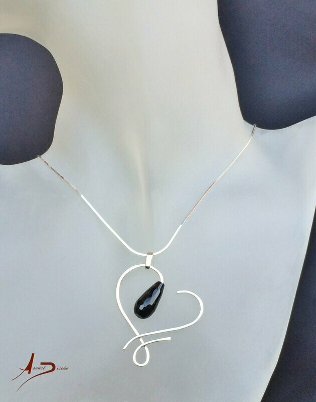 Corazón Ágata Negra Collar