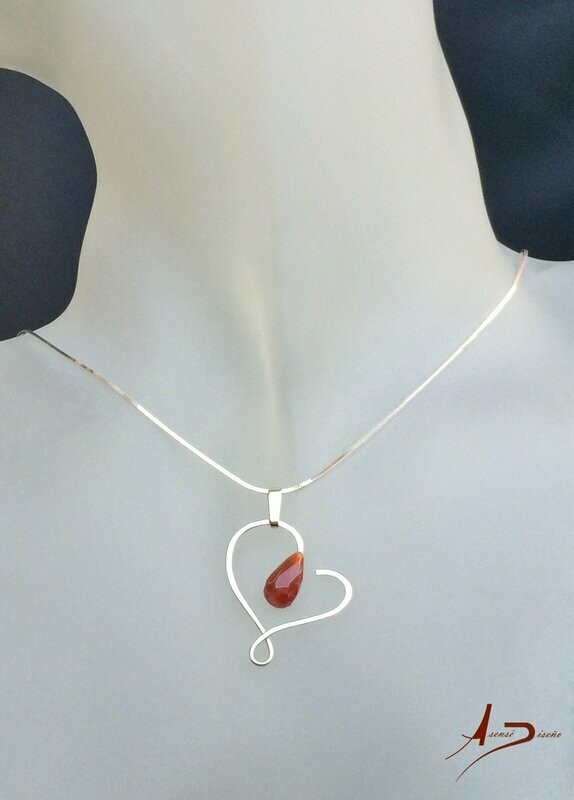 Corazón Ágata Fuego Collar