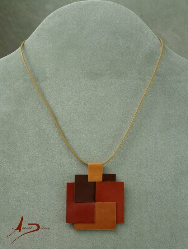 Esencia Cuero Cuadrado Marrón Cordón Cuero Collar