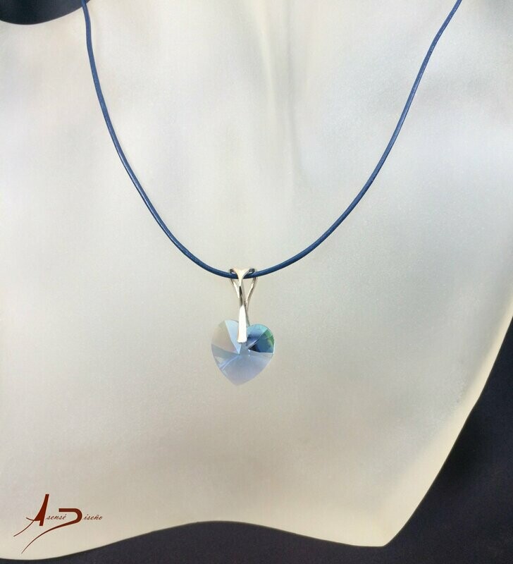 Corazón Swarovski Azul Verde Collar
