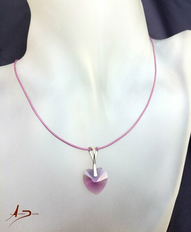 Corazón Swarovski Morado Collar