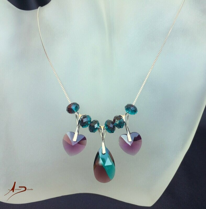 Encargos Especiales Swarovski Azul Burdeos y Morado Collar