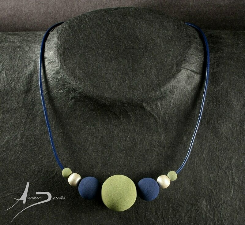 Velvet Lava Volcanica Azul Verde Oliva Collar