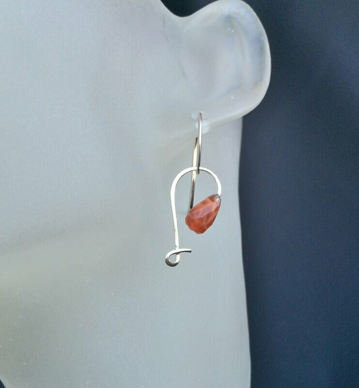 Corazón Ágata Fuego Pendientes