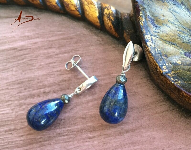 Miradas Lapislazuli Pirita Pendientes