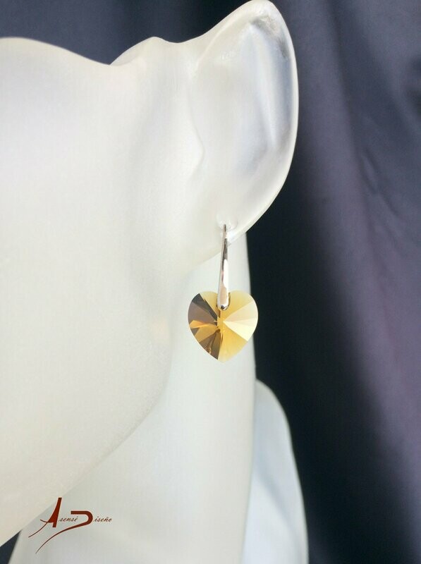 Corazón Swarovski Amarillo Pendientes