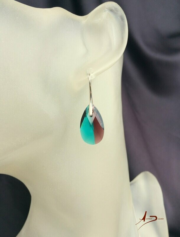 Encargos Especiales Swarovski Azul Burdeos Pendientes