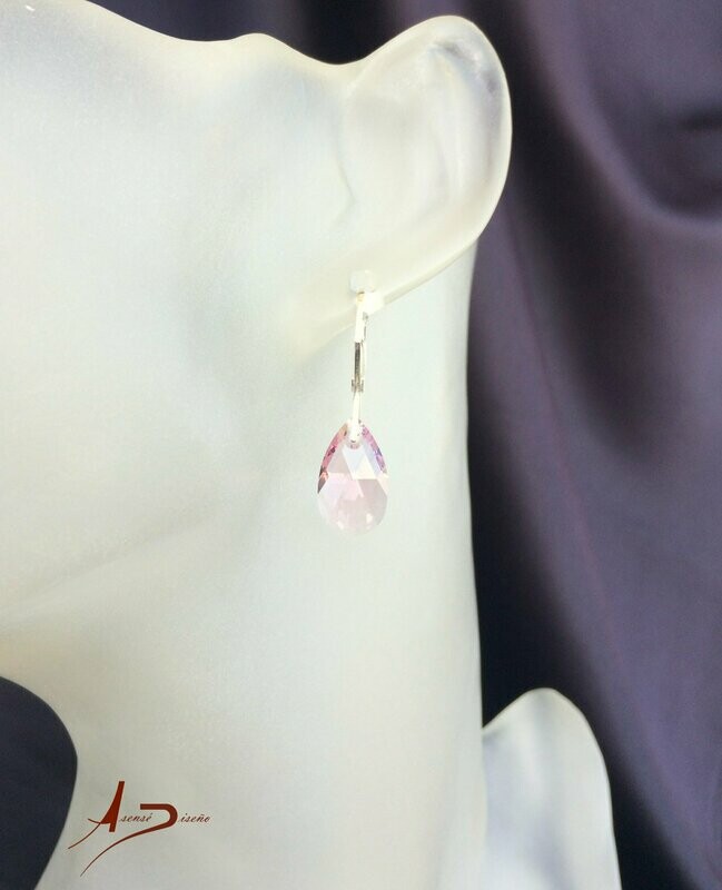 Encargos Especiales Swarovski Rosa Pendientes