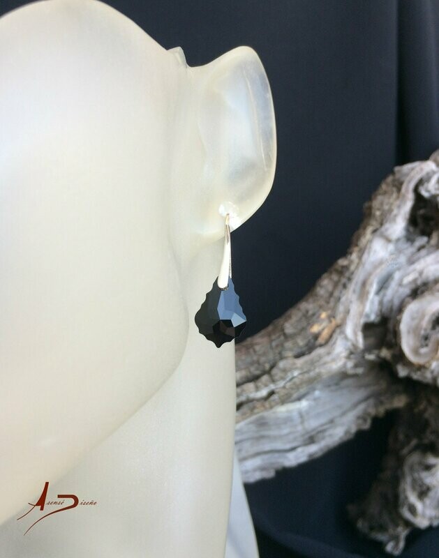 Encargos Especiales Swarovski Barroco Negro Pendientes