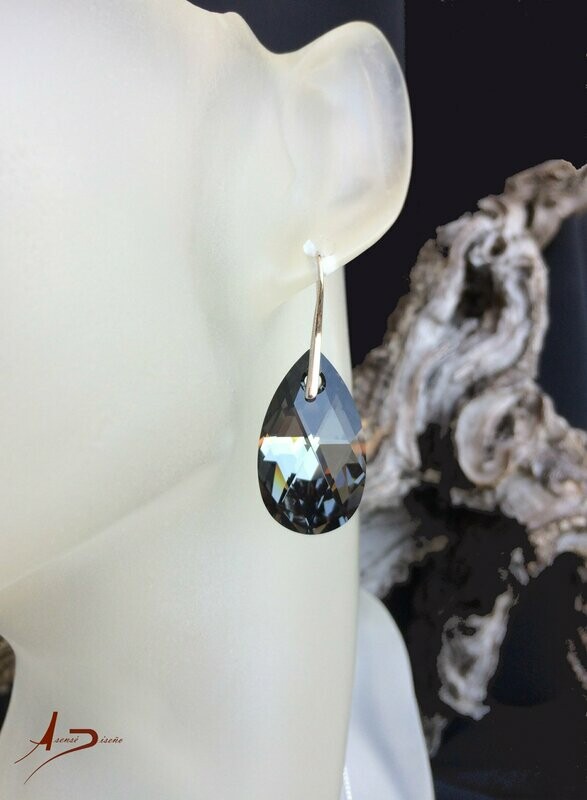 Encargos Especiales Swarovski Pera Plata Noche Pendientes