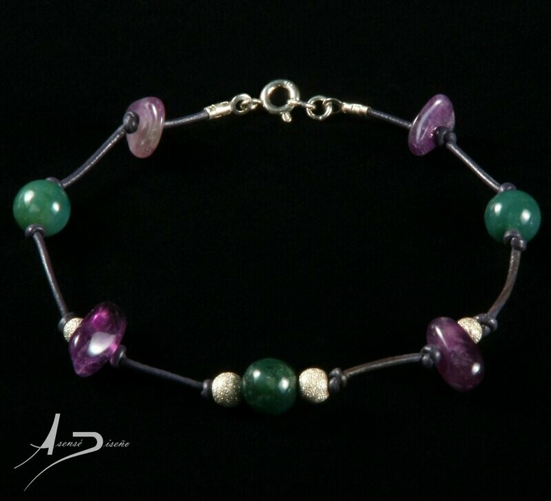 Colibri Amatista Ágata Musgosa Pulsera