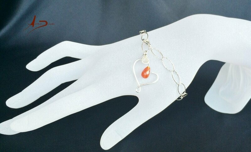 Corazón Ágata Fuego Pulsera
