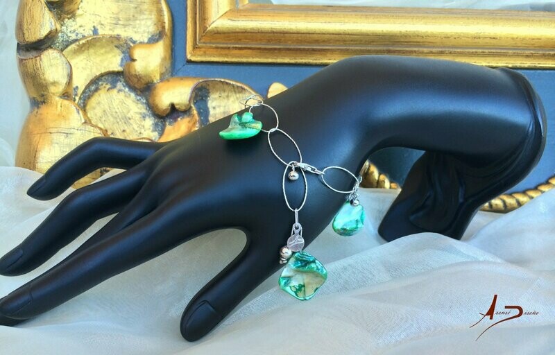 Encargos Especiales Nácar Verde Ágata Verde Pulsera