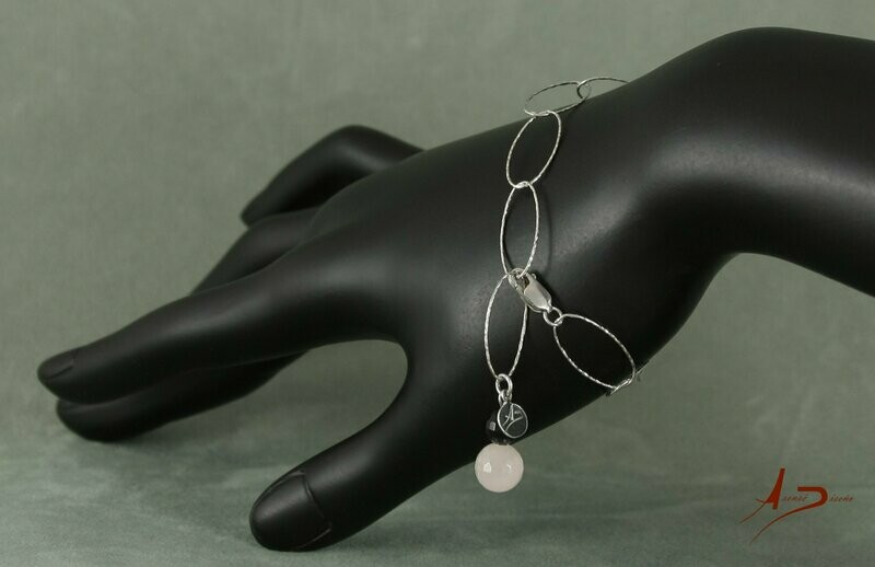Única Cuarzo Rosa Ágata Negra Pulsera