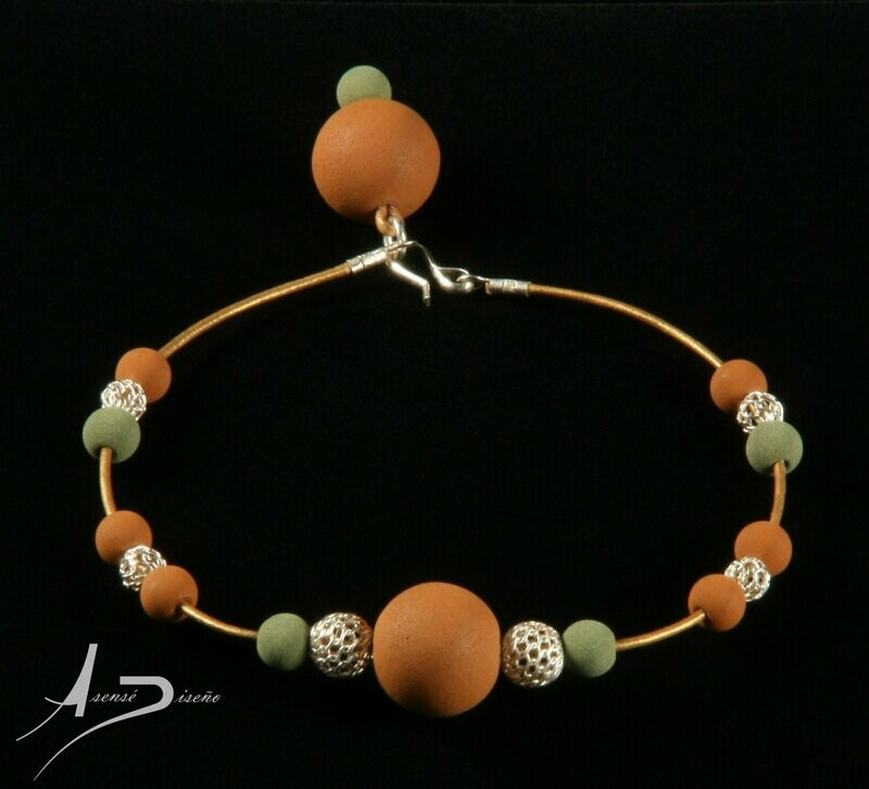 Velvet Lava Volcanica Marrón Verde Oliva Pulsera