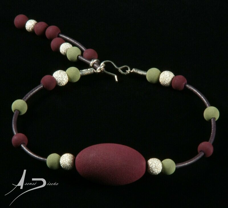 Velvet Lava Volcanica Burdeos Verde Oliva Pulsera