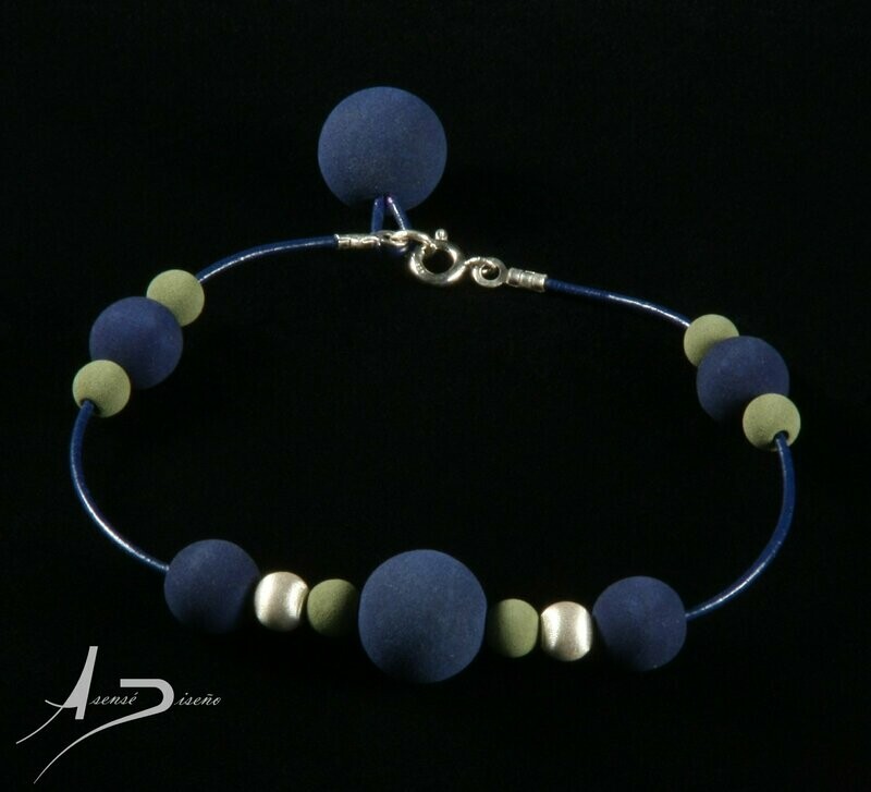 Velvet Lava Volcanica Azul Verde Oliva Pulsera