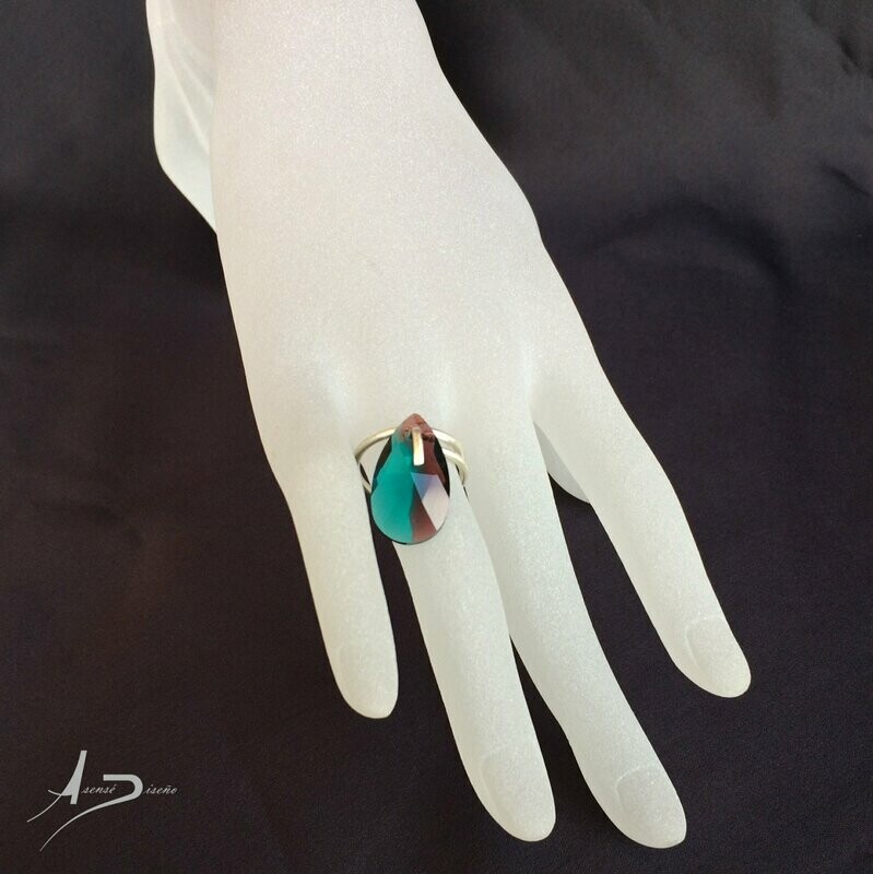 Encargos Especiales Swarovski Azul Burdeos Sortija