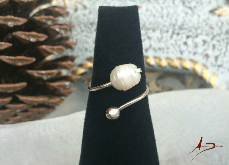Miradas Perla Blanca Anillo