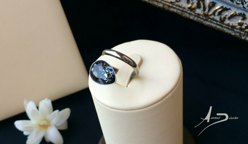 Aeternum Swarovski Plata Noche Sortija