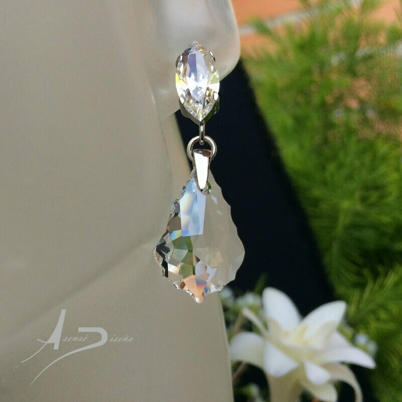 Aeternum Swarovski Navette Barroco Cristal Pendientes
