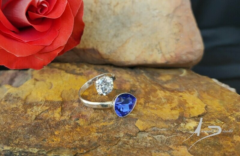 Aeternum Swarovski Azul Transparente Sortija