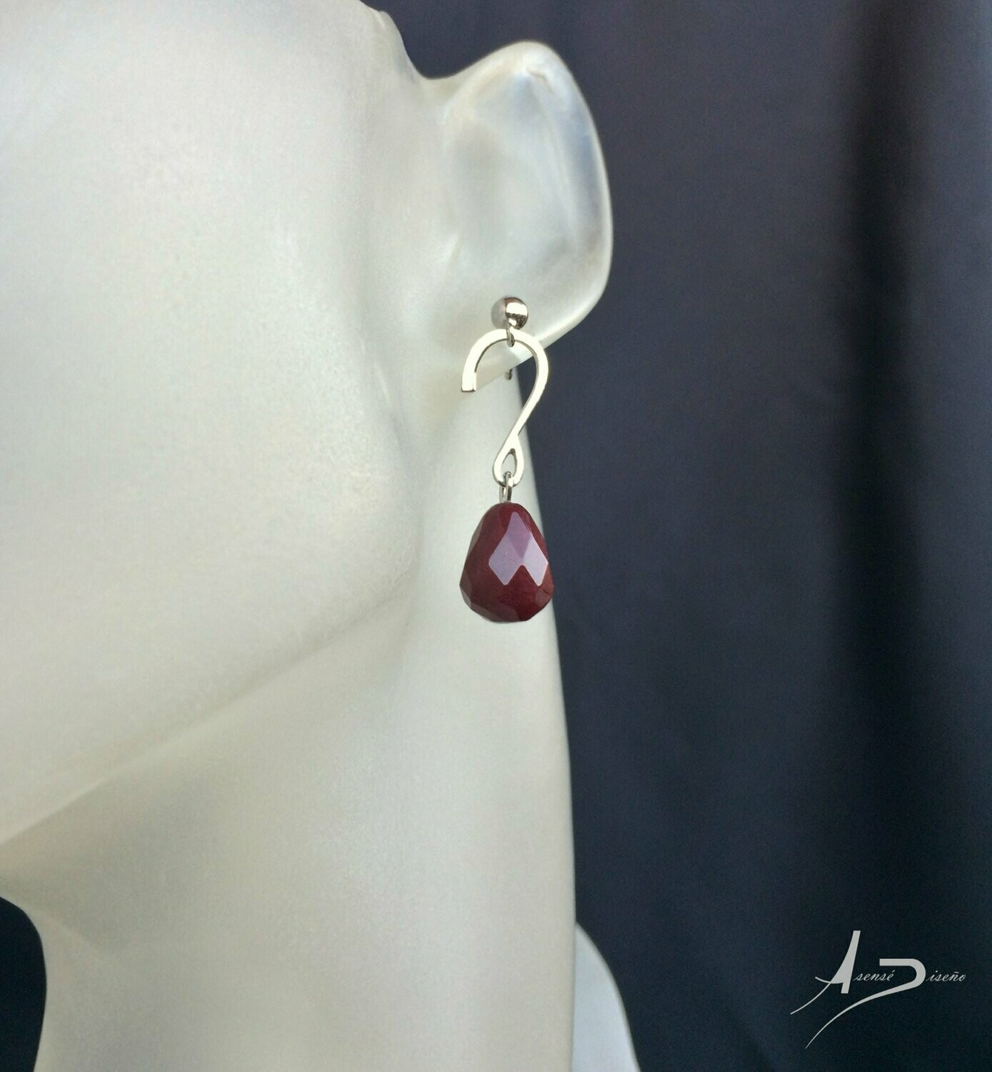 Encargos Especiales Gota Jade Granate Pendientes Encargos Especiales Gota Jade Granate Pendientes