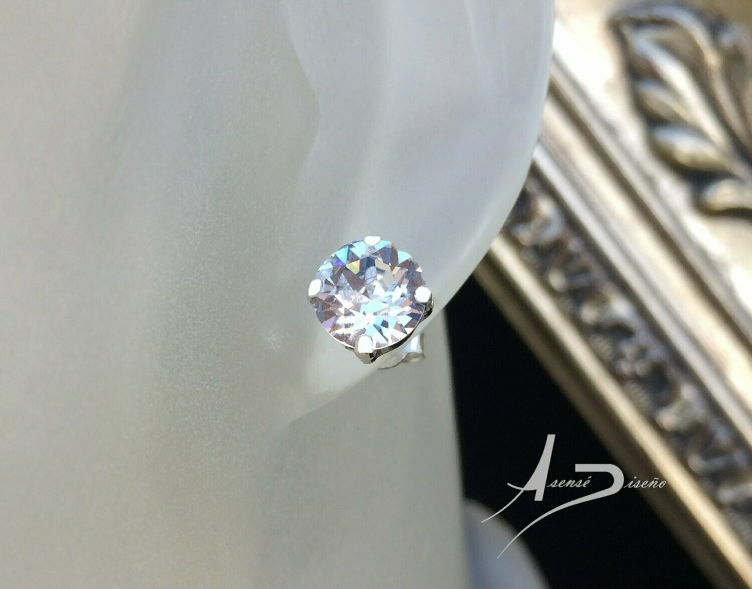 Aeternum Plata Swarovski Crystal Pendientes